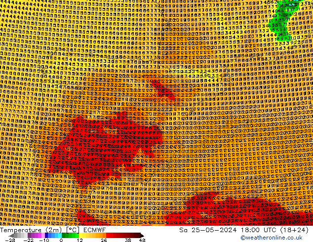 température (2m) ECMWF sam 25.05.2024 18 UTC