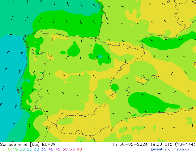 Rüzgar 10 m ECMWF Per 30.05.2024 18 UTC