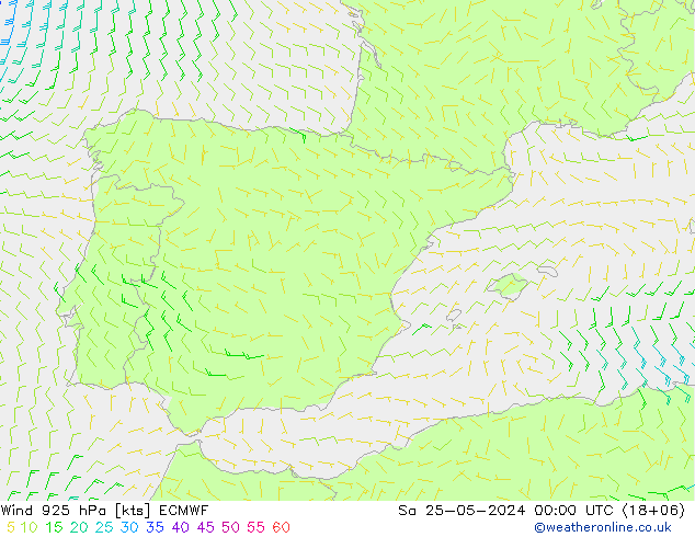 Wind 925 hPa ECMWF za 25.05.2024 00 UTC