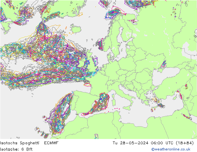 Eşrüzgar Hızları Spaghetti ECMWF Sa 28.05.2024 06 UTC