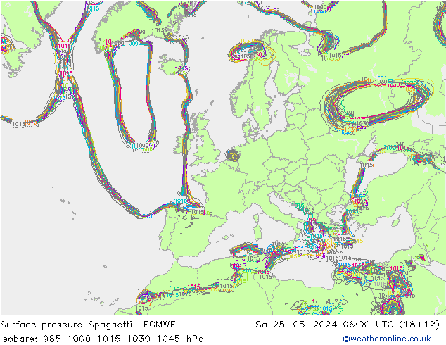 ciśnienie Spaghetti ECMWF so. 25.05.2024 06 UTC