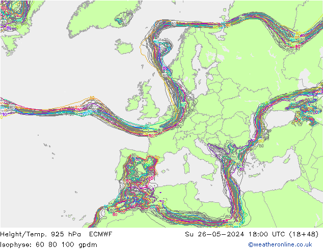 Height/Temp. 925 hPa ECMWF Su 26.05.2024 18 UTC