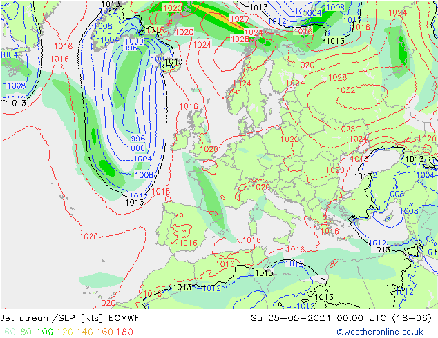 Corriente en chorro ECMWF sáb 25.05.2024 00 UTC