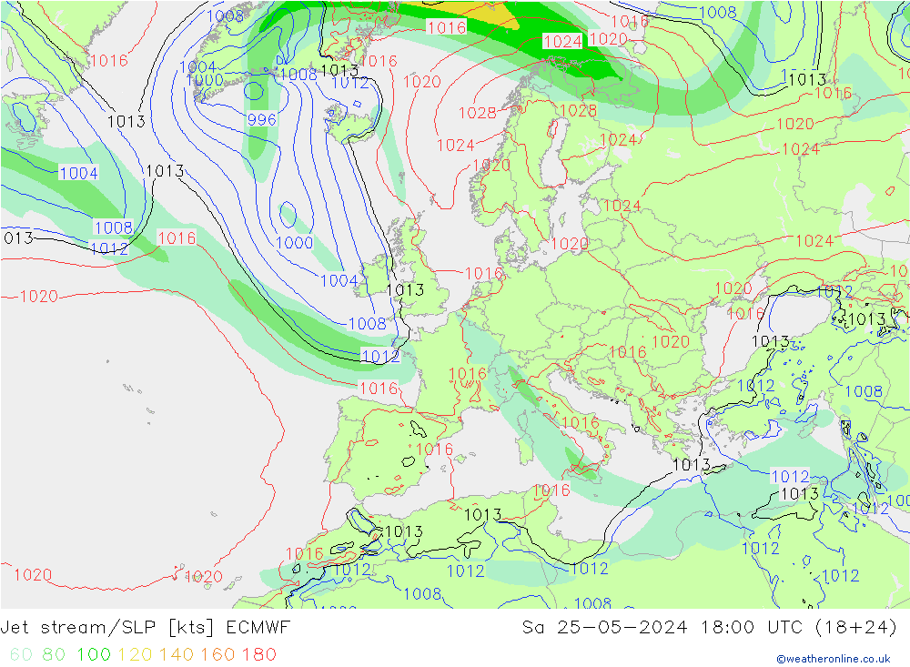 Jet Akımları/SLP ECMWF Cts 25.05.2024 18 UTC