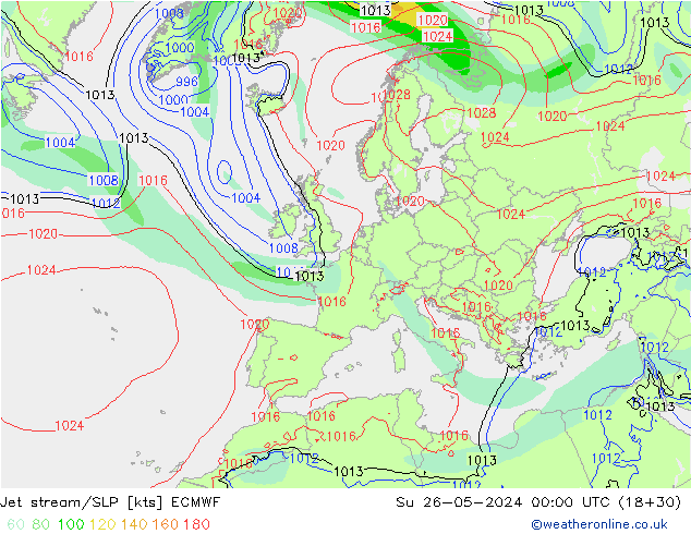 Corriente en chorro ECMWF dom 26.05.2024 00 UTC