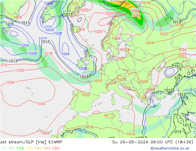 Polarjet/Bodendruck ECMWF So 26.05.2024 06 UTC