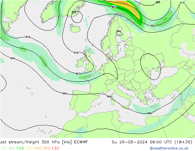 Straalstroom ECMWF zo 26.05.2024 06 UTC