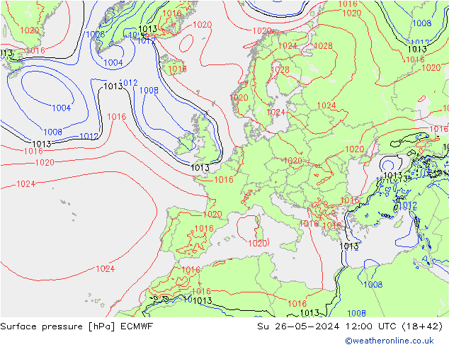 pressão do solo ECMWF Dom 26.05.2024 12 UTC