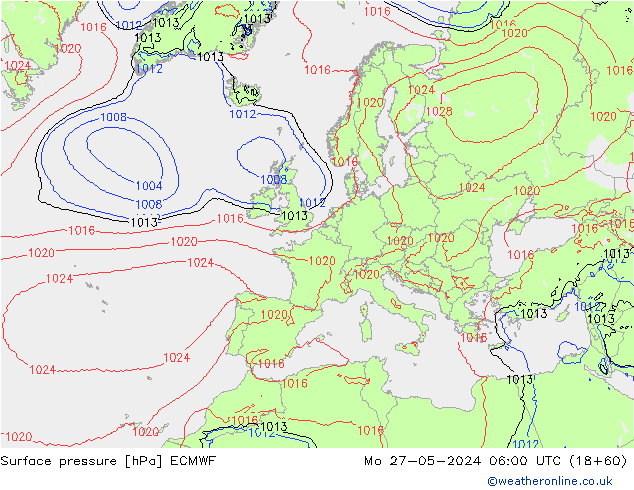 pressão do solo ECMWF Seg 27.05.2024 06 UTC