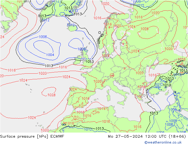 pressão do solo ECMWF Seg 27.05.2024 12 UTC