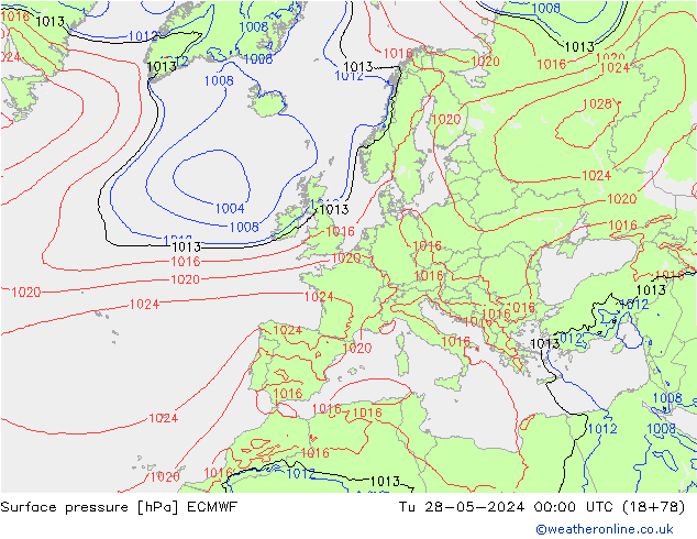 приземное давление ECMWF вт 28.05.2024 00 UTC