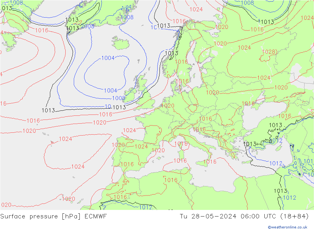 приземное давление ECMWF вт 28.05.2024 06 UTC