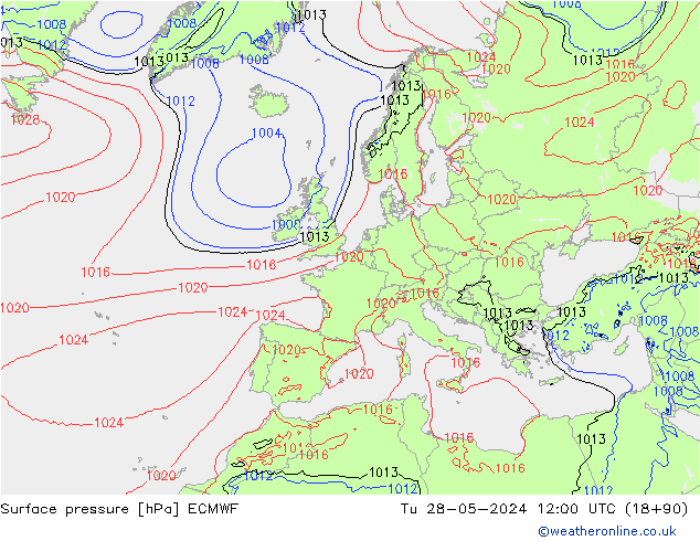 Surface pressure ECMWF Tu 28.05.2024 12 UTC