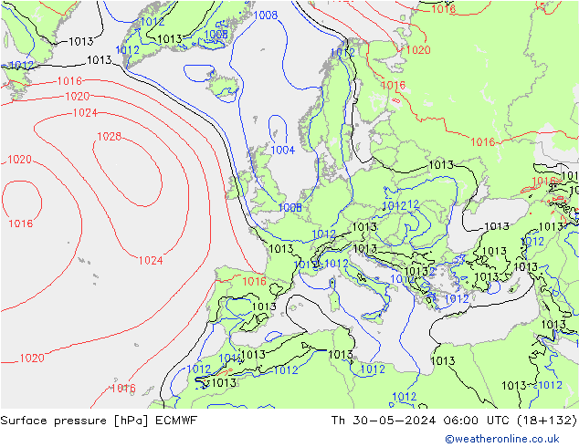 Surface pressure ECMWF Th 30.05.2024 06 UTC