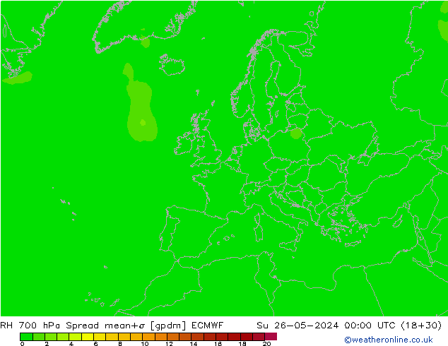 RH 700 hPa Spread ECMWF So 26.05.2024 00 UTC