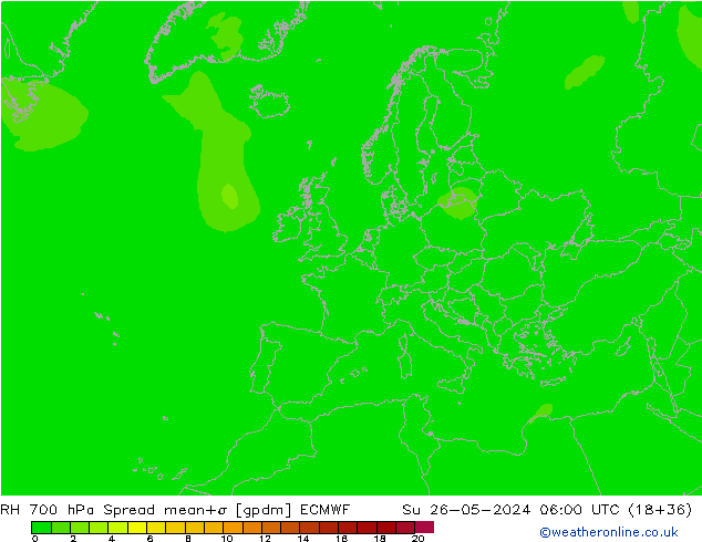 RH 700 hPa Spread ECMWF Su 26.05.2024 06 UTC