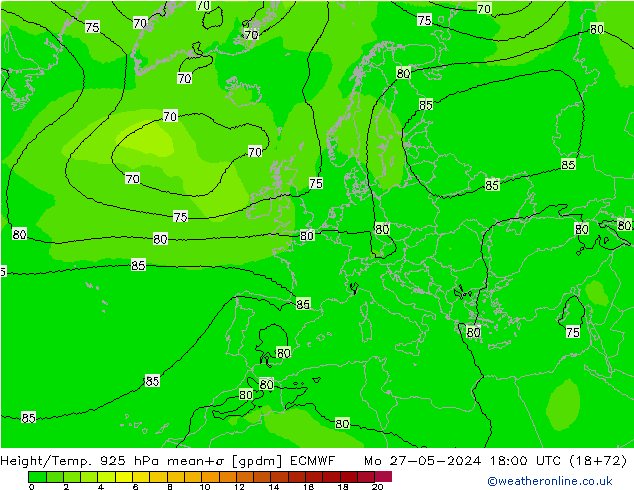 Height/Temp. 925 hPa ECMWF Seg 27.05.2024 18 UTC