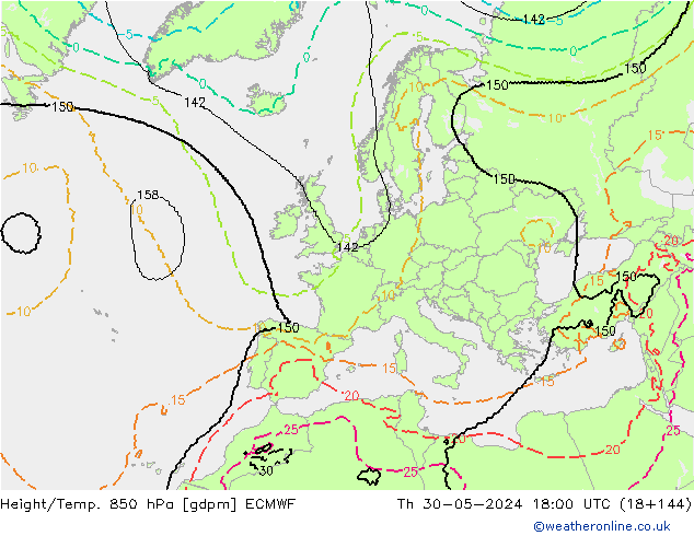 Height/Temp. 850 hPa ECMWF  30.05.2024 18 UTC