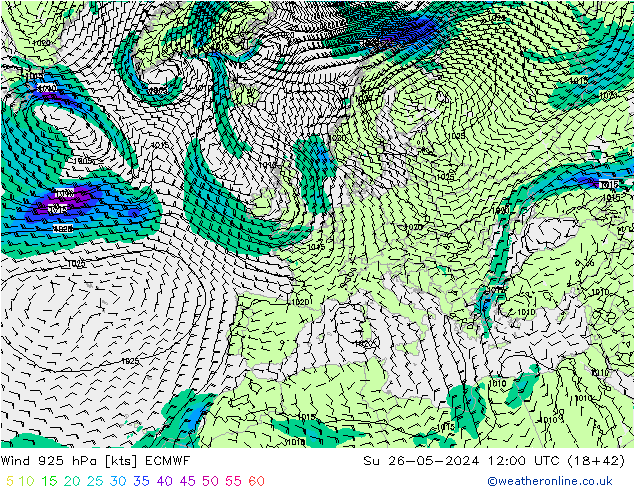 Vent 925 hPa ECMWF dim 26.05.2024 12 UTC