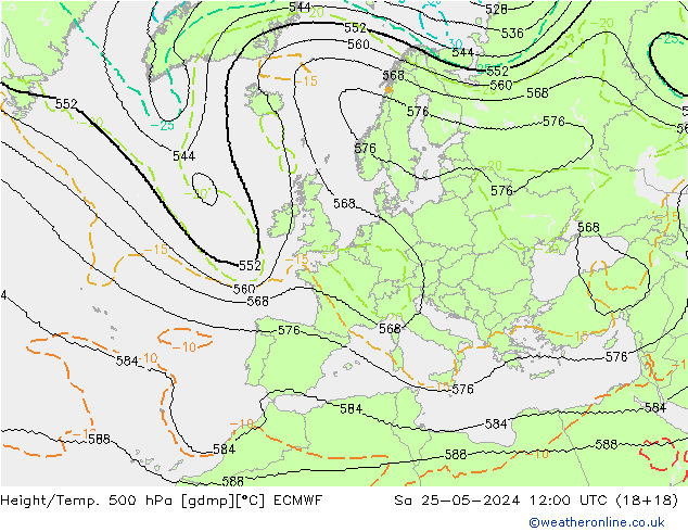 Yükseklik/Sıc. 500 hPa ECMWF Cts 25.05.2024 12 UTC