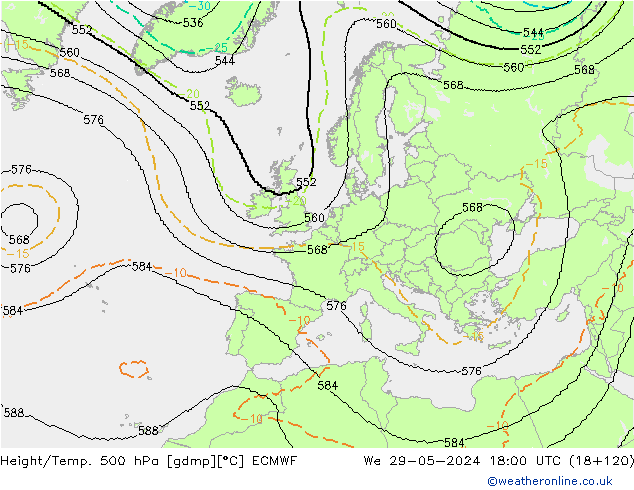 Yükseklik/Sıc. 500 hPa ECMWF Çar 29.05.2024 18 UTC
