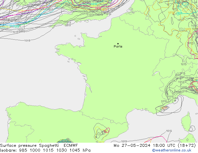 Surface pressure Spaghetti ECMWF Mo 27.05.2024 18 UTC