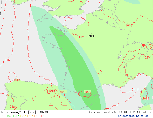 Jet stream/SLP ECMWF Sa 25.05.2024 00 UTC