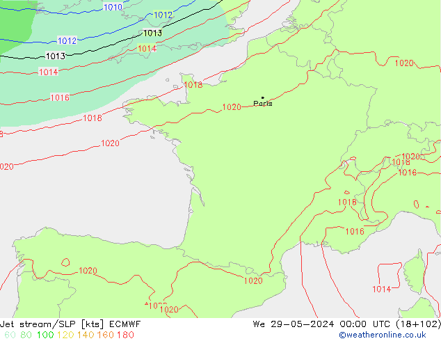 Straalstroom/SLP ECMWF wo 29.05.2024 00 UTC