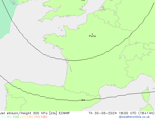 Prąd strumieniowy ECMWF czw. 30.05.2024 18 UTC