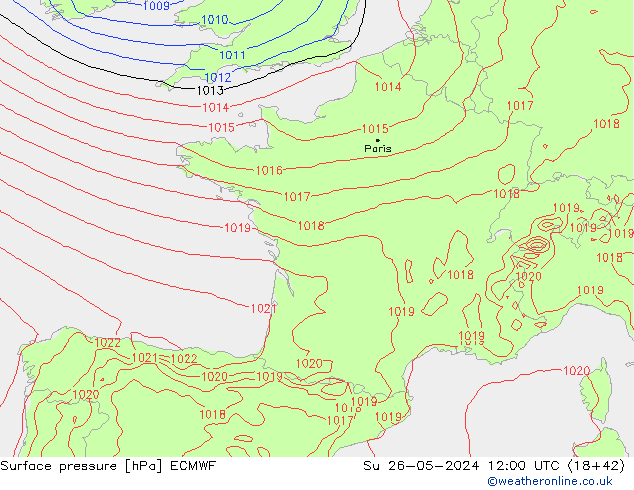 pression de l'air ECMWF dim 26.05.2024 12 UTC