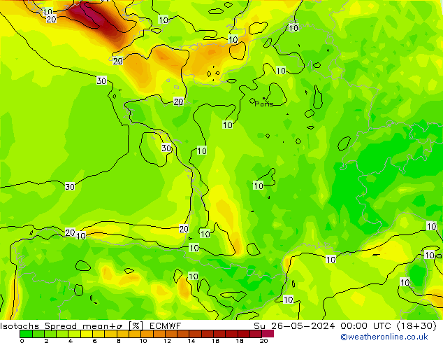 Isotachs Spread ECMWF dom 26.05.2024 00 UTC