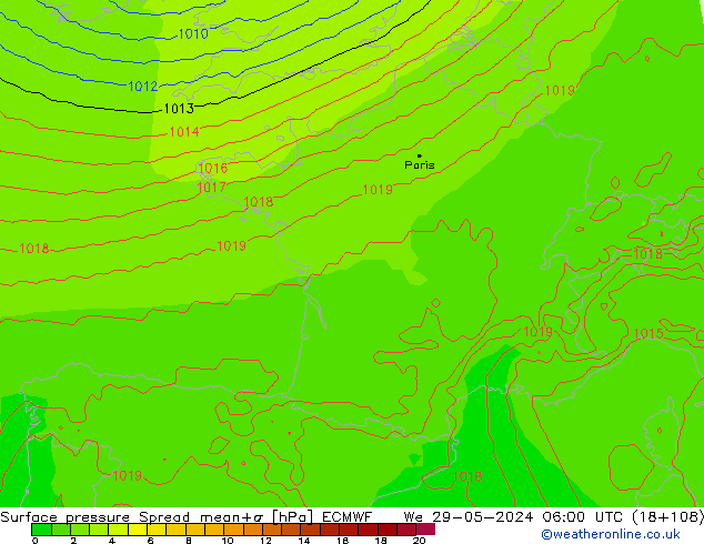 Yer basıncı Spread ECMWF Çar 29.05.2024 06 UTC