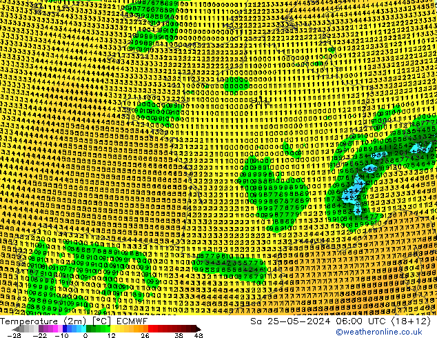 Temperature (2m) ECMWF Sa 25.05.2024 06 UTC