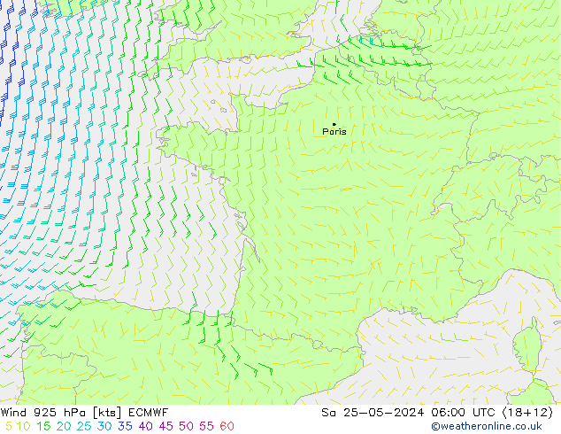 Wind 925 hPa ECMWF Sa 25.05.2024 06 UTC