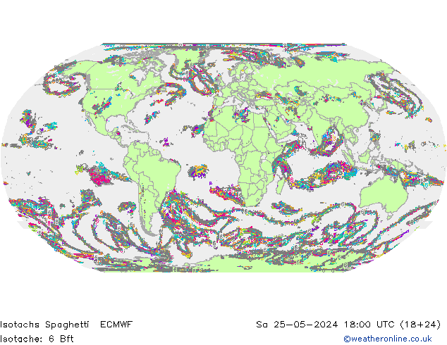 Isotachs Spaghetti ECMWF Sa 25.05.2024 18 UTC