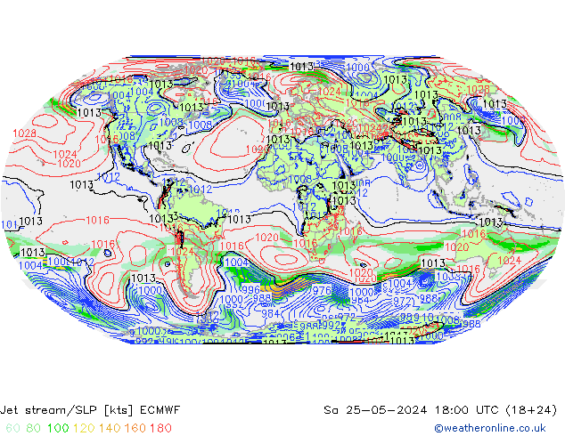 Jet stream/SLP ECMWF Sa 25.05.2024 18 UTC