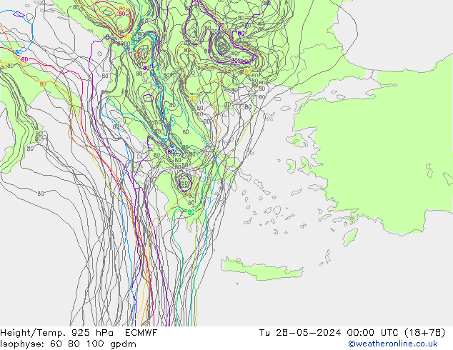 Height/Temp. 925 hPa ECMWF Tu 28.05.2024 00 UTC