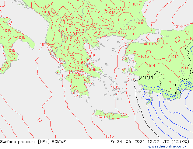 Surface pressure ECMWF Fr 24.05.2024 18 UTC