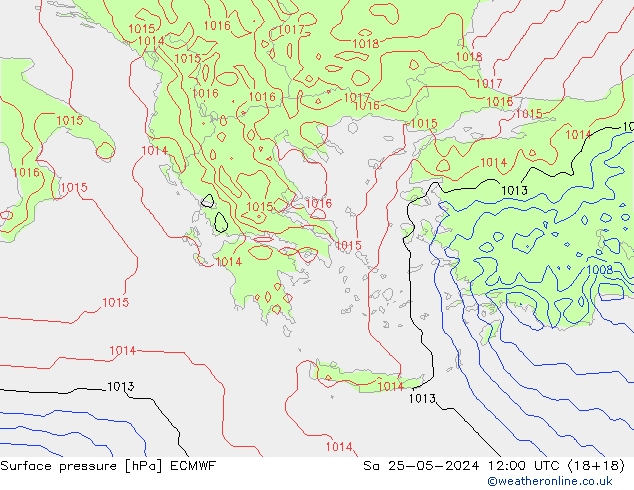 pressão do solo ECMWF Sáb 25.05.2024 12 UTC