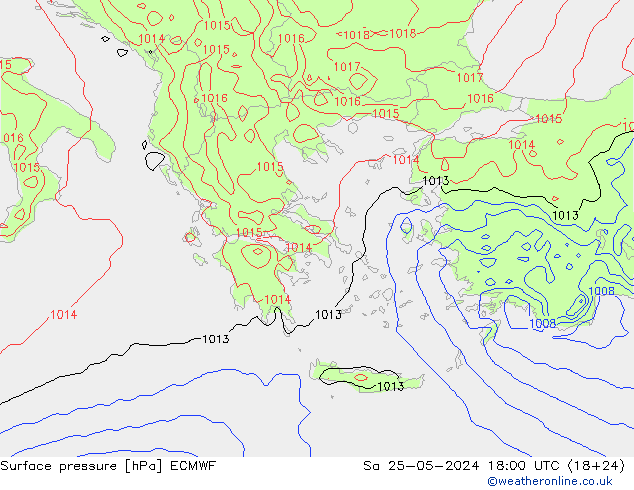 Atmosférický tlak ECMWF So 25.05.2024 18 UTC