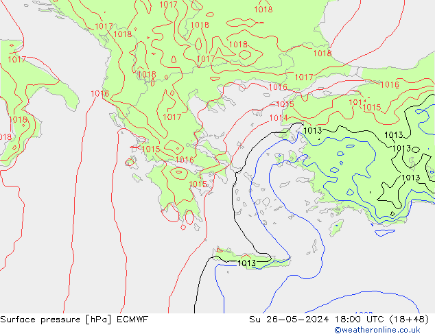 Surface pressure ECMWF Su 26.05.2024 18 UTC