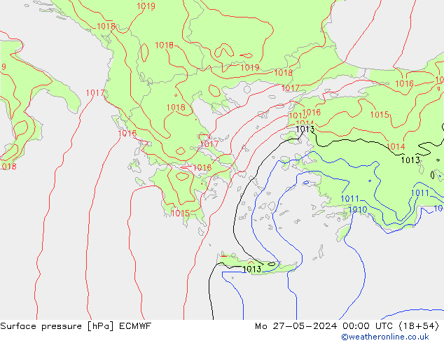 Surface pressure ECMWF Mo 27.05.2024 00 UTC