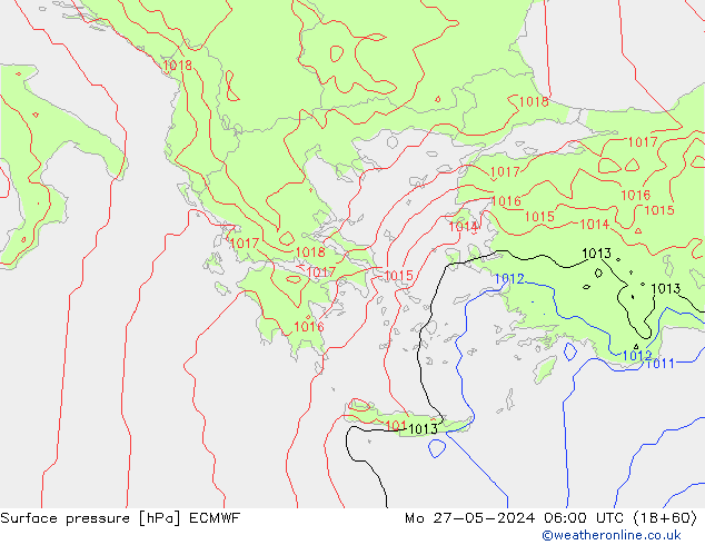 Surface pressure ECMWF Mo 27.05.2024 06 UTC