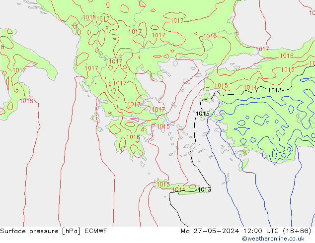 pressão do solo ECMWF Seg 27.05.2024 12 UTC