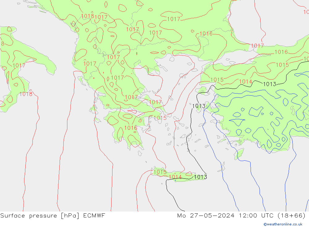 pressão do solo ECMWF Seg 27.05.2024 12 UTC