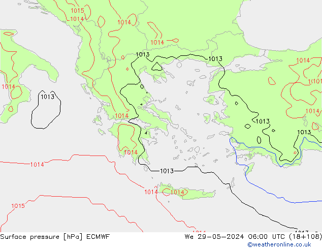 Luchtdruk (Grond) ECMWF wo 29.05.2024 06 UTC