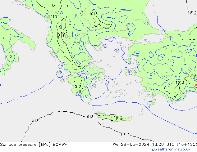 Atmosférický tlak ECMWF St 29.05.2024 18 UTC