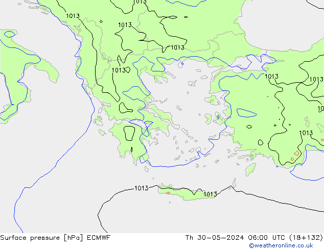 Atmosférický tlak ECMWF Čt 30.05.2024 06 UTC