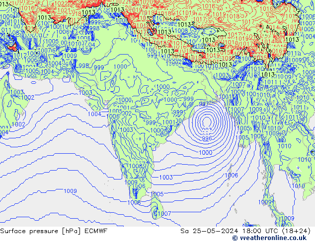 Surface pressure ECMWF Sa 25.05.2024 18 UTC