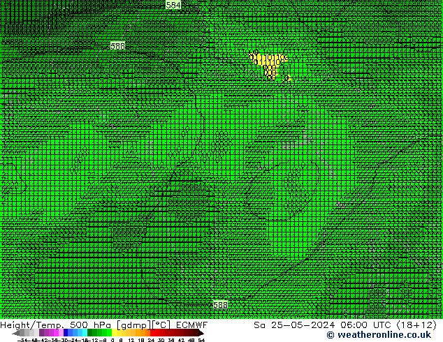 Height/Temp. 500 hPa ECMWF Sa 25.05.2024 06 UTC